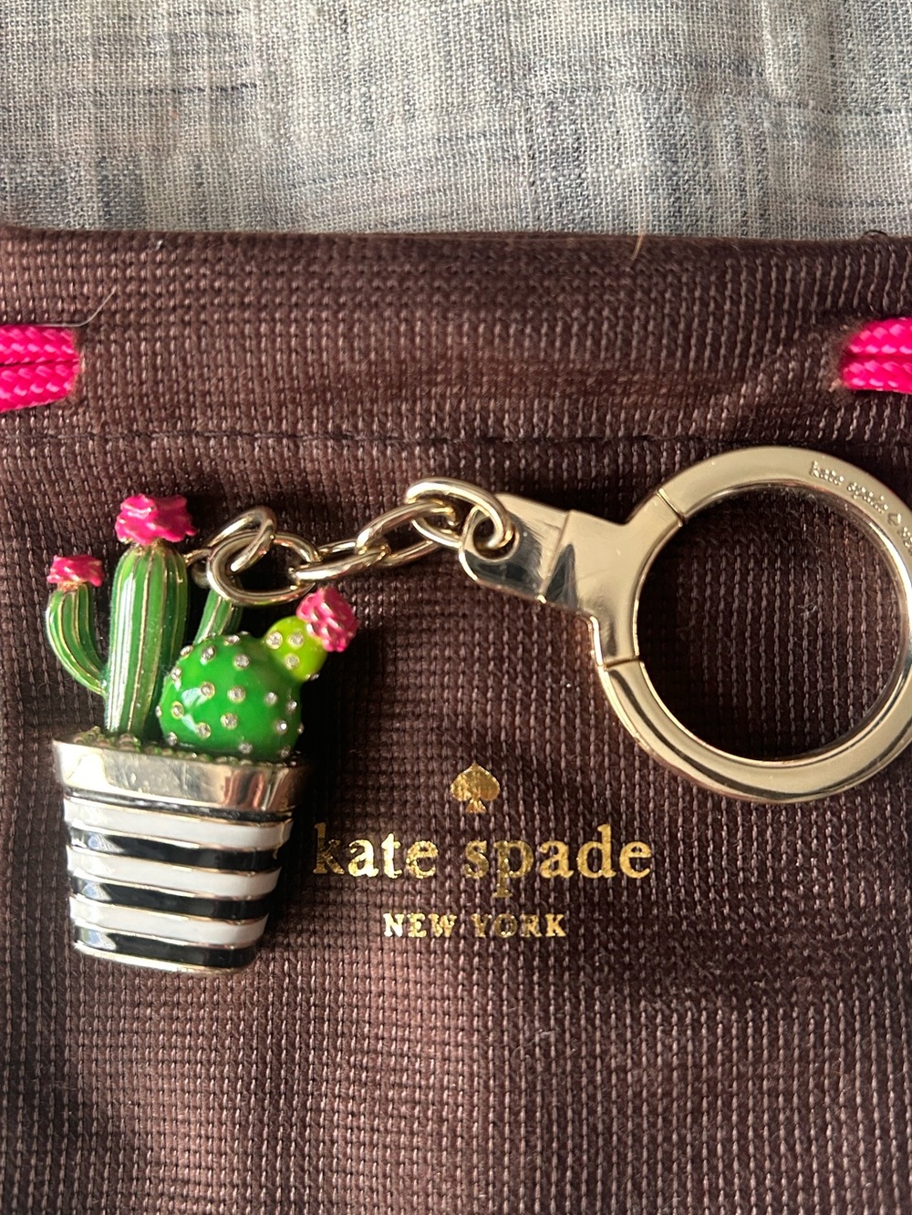 Authentic Kate Spade Jeweled Cactus Key Fob / Bag Charm